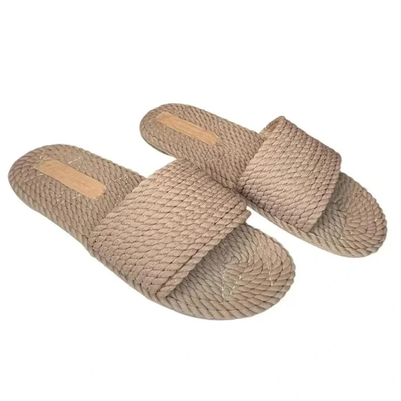 Shoes - Salt + Umber Sunny Woven Sandal Slides - Size 8